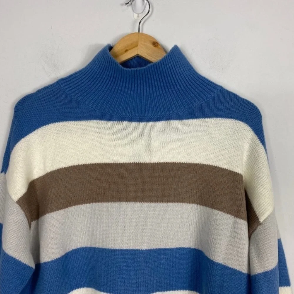 ANN TAYLOR Striped Turtleneck Tunic Sweater